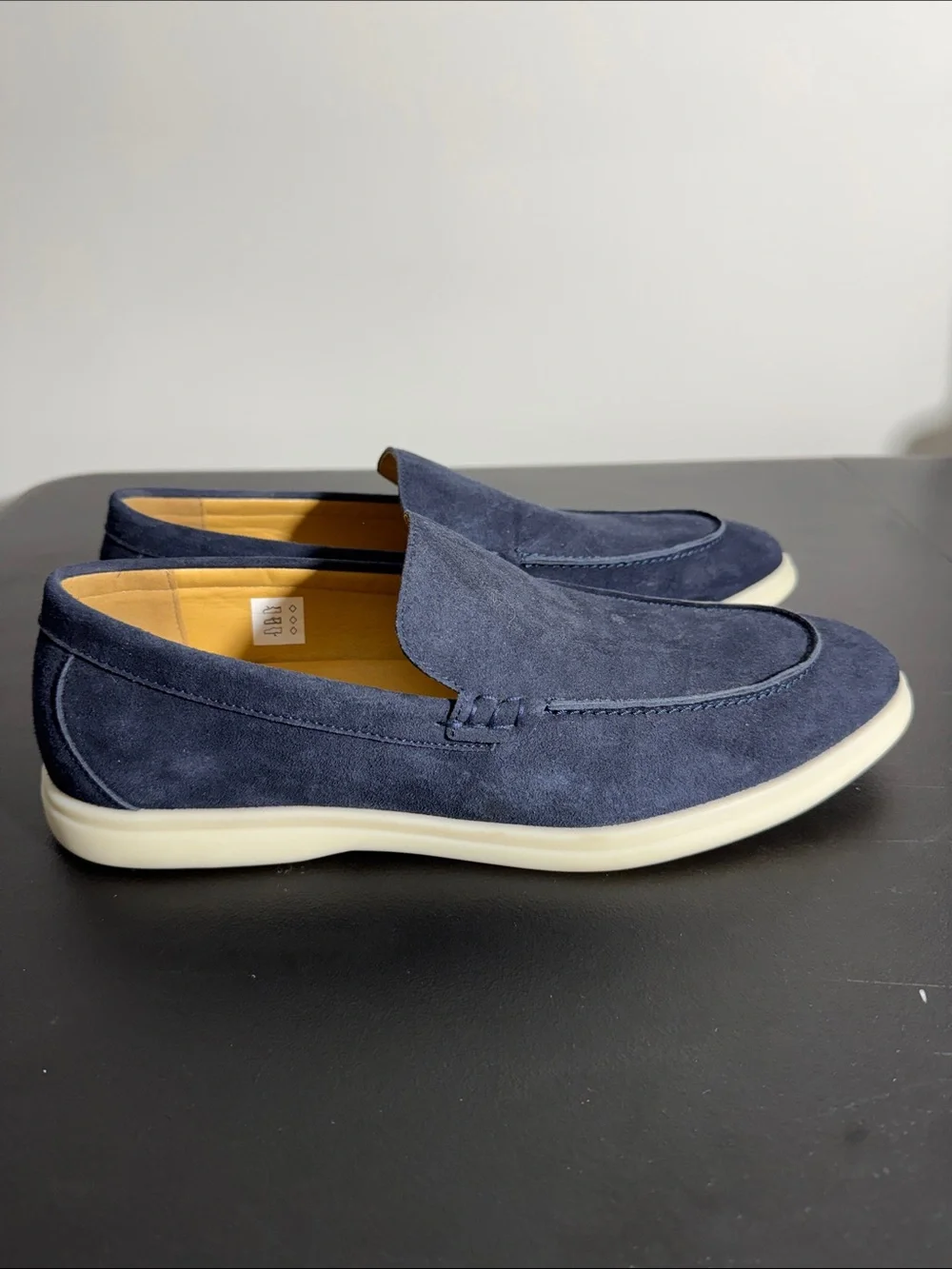 Jack Erwin mens 12 navy blue Tanner suede old money loafer shoes EUC